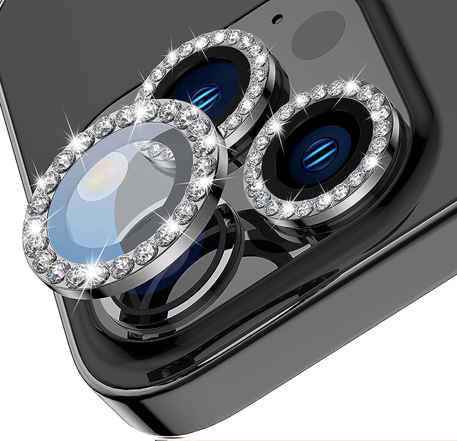 136898-0.jpeg POSITIONER STAKLO KAMERE DIAMOND IPHONE 12 PRO MAX SREBRENA - Image 1