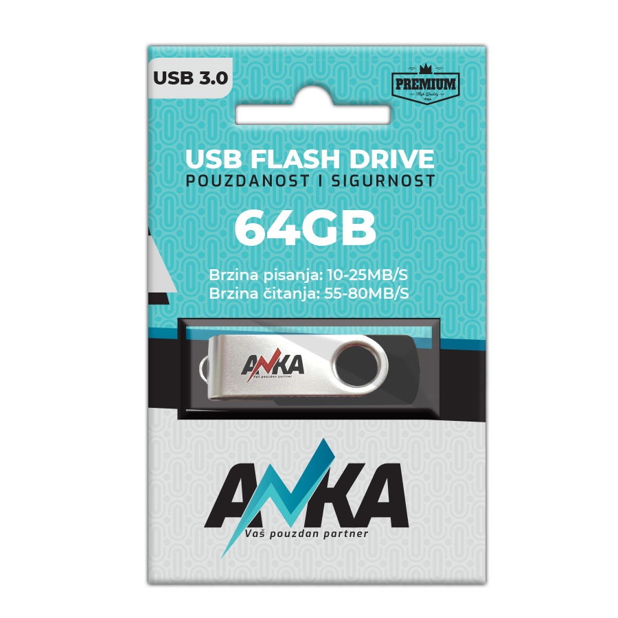136949-0.jpeg USB FLASH DRIVE METAL 64GB 3.0 WS 10-25MB/S RS 55-80MB/S ANKA - Image 1