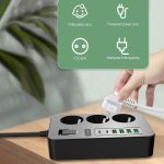 PRODUZNI KABAL ES-SC14 3 UTICNICE 2PD 4USB PORT EARLDOM CRNI, dodatni prikaz 1