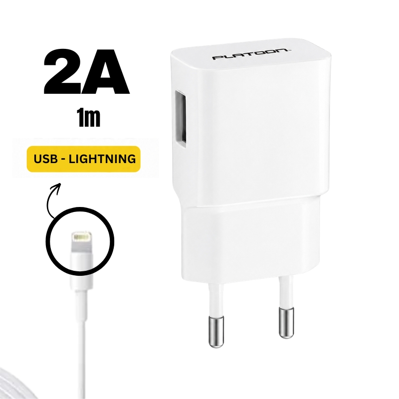 Kućni Lightning punjač PL-2021 1A sa kablom 1 m Platoon