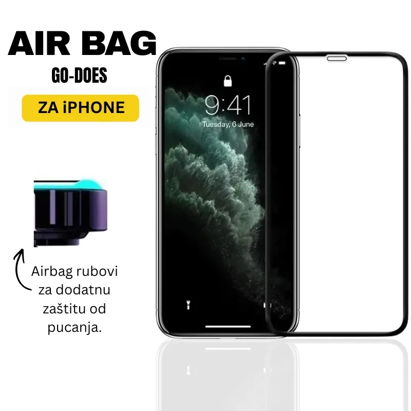 Airbag zaštitno staklo za iPhone sa ojačanim rubovima protiv pucanja