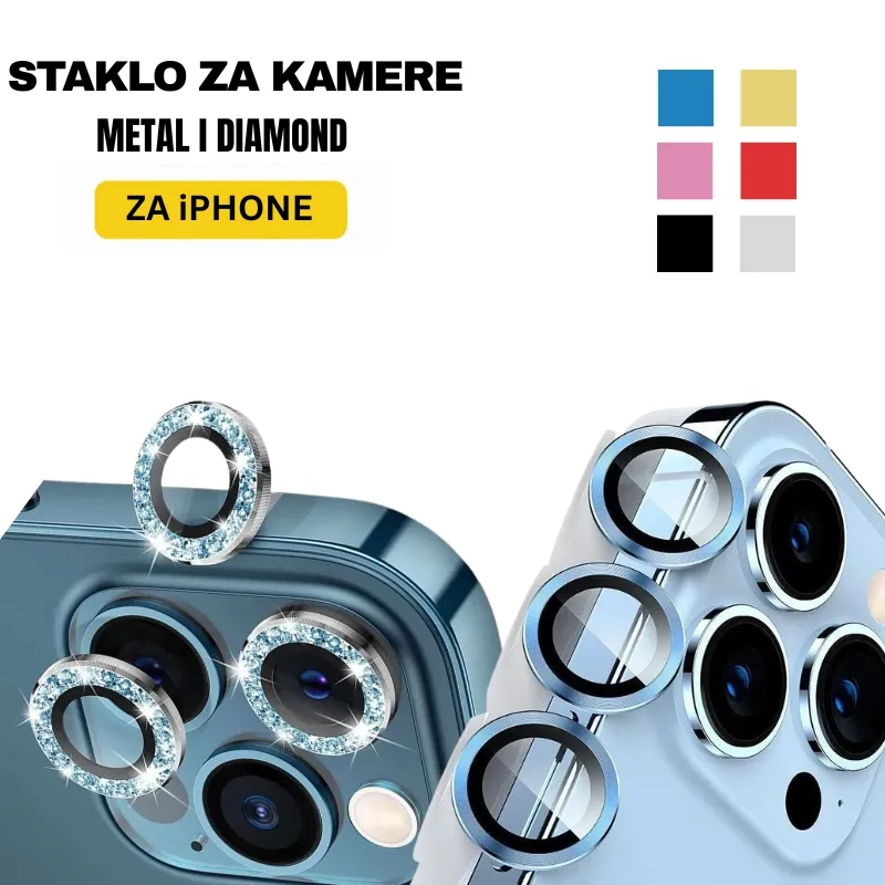 Metal zaštitno staklo za kameru telefona sa elegantnim metalnim okvirom