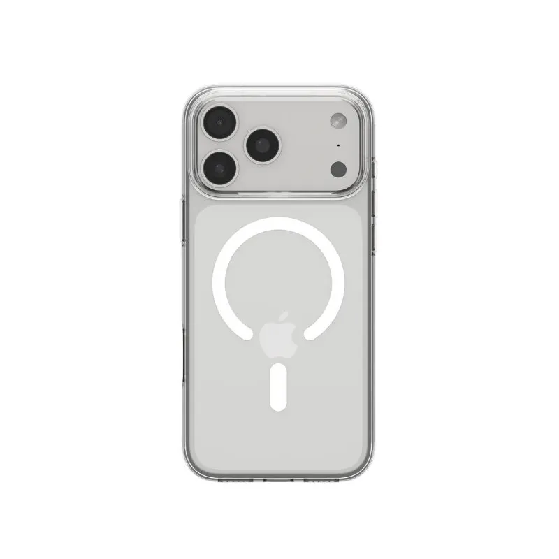 SPG MagSafe silikonska providna maskica za iPhone sa ojačanim uglovima i MagSafe prstenom na bijeloj pozadini.