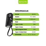 BAVIN PC1092S mini powerbank TYPE C 5000MAH crni, dodatni prikaz 1