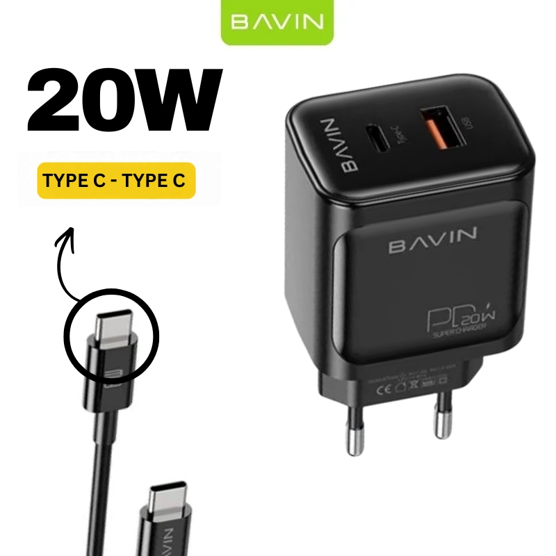 slike za web - 2026-07-30T163550.601 BAVIN PC2086Y kućni punjač 20W sa Type-C na Type-C kablom