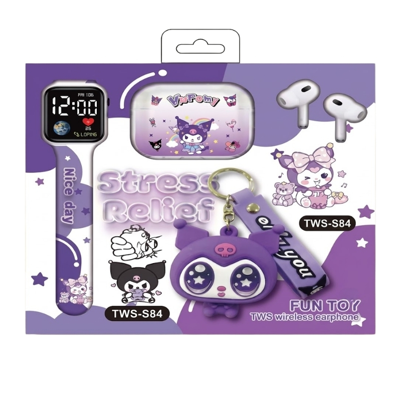 143863-0 Poklon paket TWS-S84 fun toy 3 u 1 watch + TWS + toy ljubičasta - Image 1