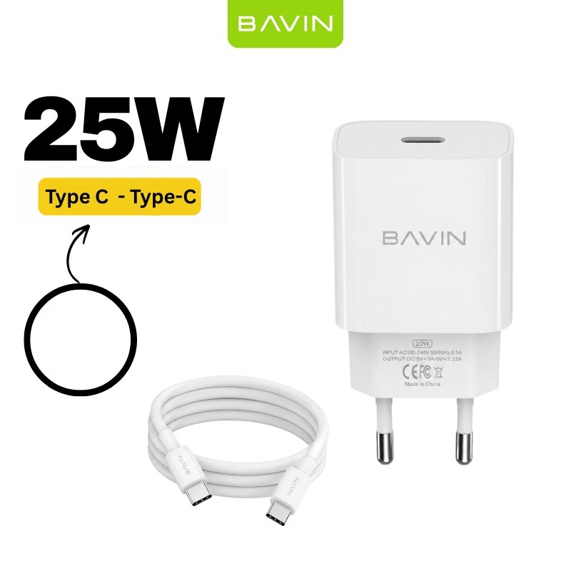 143891-0 BAVIN PC851Y kućni punjač 25 w brzi USB-C na USB-C - Image 1