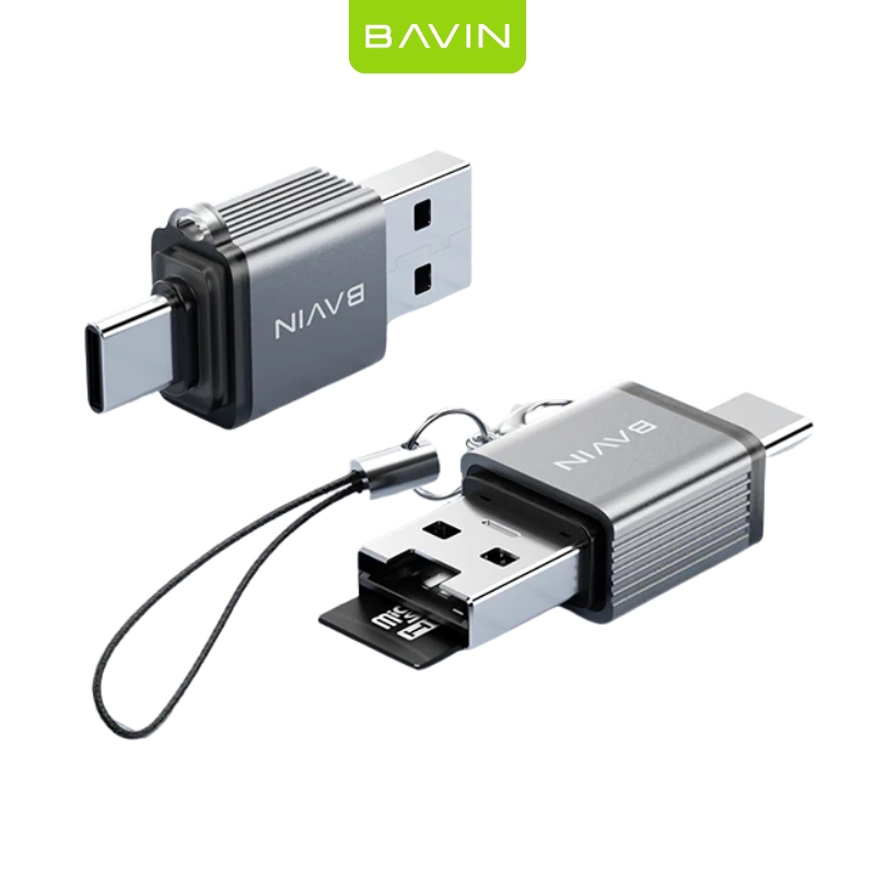 143908-0 BAVIN OTG-90 čitač kartica USB-A i USB-C TF - Image 1