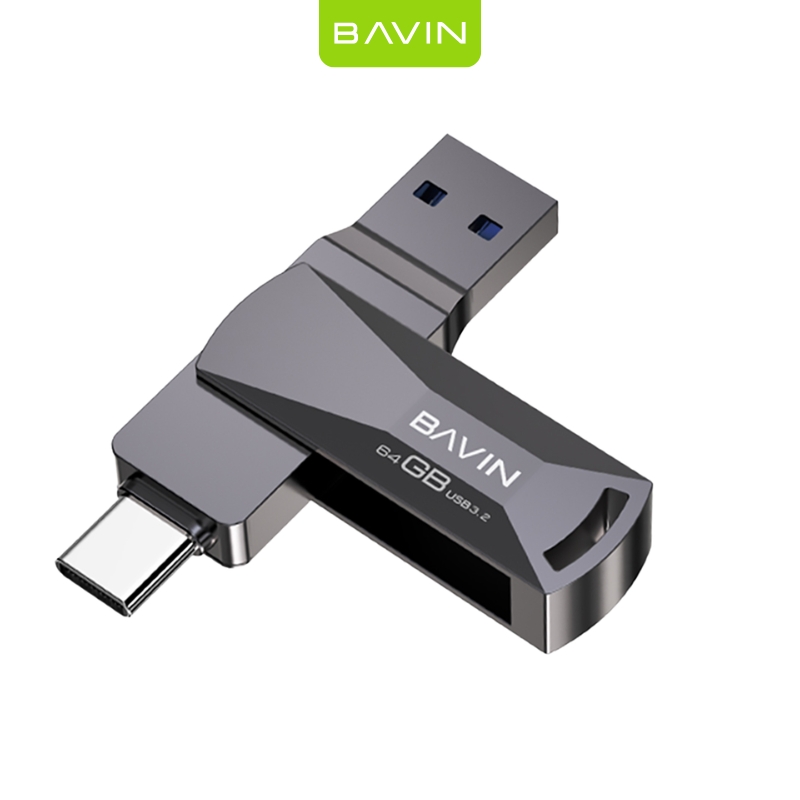 BAVIN USB drive 64 gb 3.2 + USB-C W30 mb / s – R100 mb / s tlc UF-02-64G