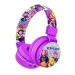Ljubičaste dječije Bluetooth slušalice AH-601V s K-pop HUNTR/X motivima