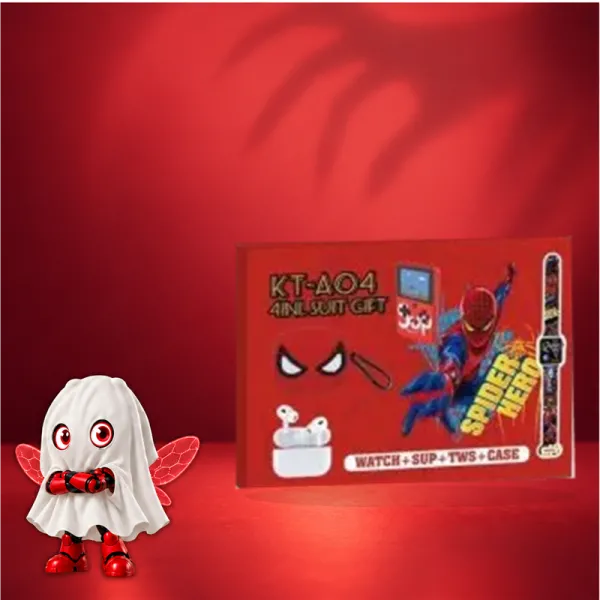 Spider-Man poklon paket 4U1 KT-A04 SAT+SUP+TWS+FUTROLA crveni